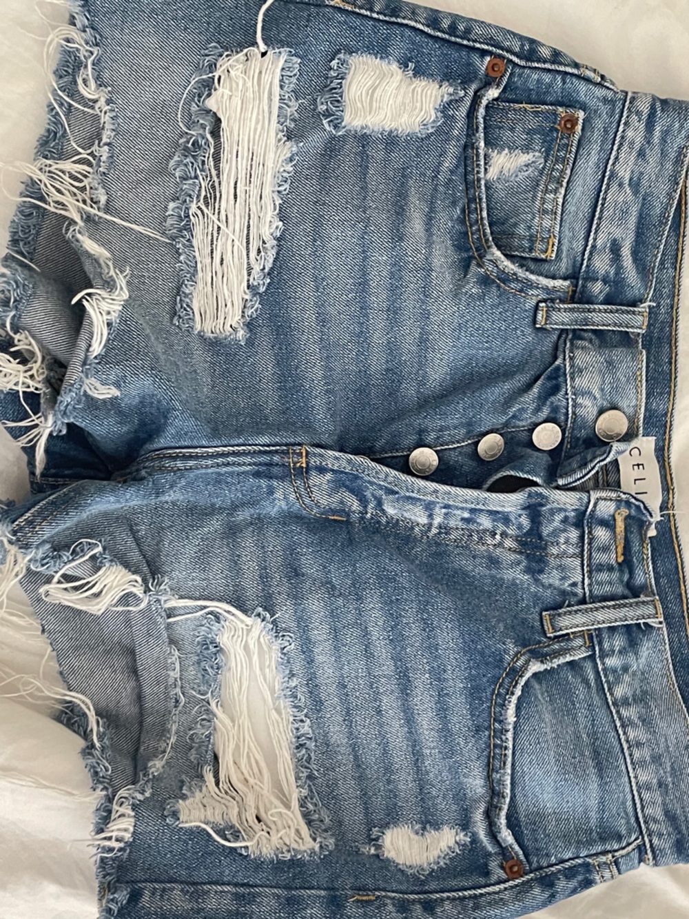 Cello High-Rise Blue Denim Jean Shorts